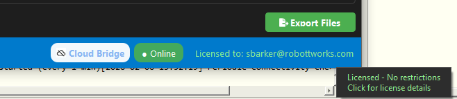License status shown in QuickSift footer bar